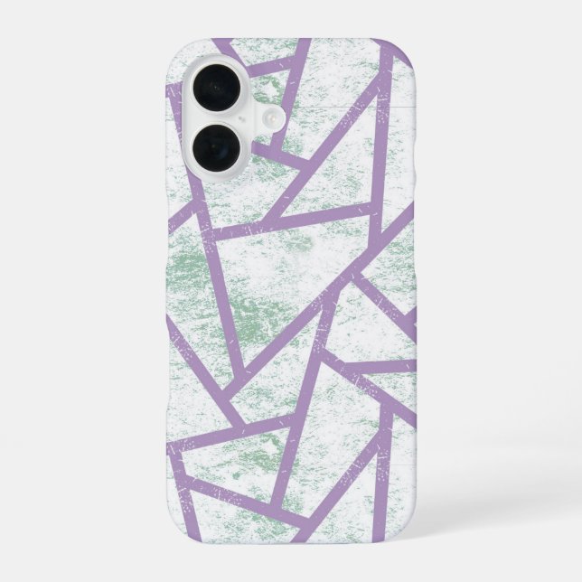 Lavender and pale green mosaic pattern iPhone 16 case (Back)