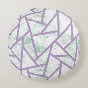 Lavender and pale green mosaic pattern round cushion