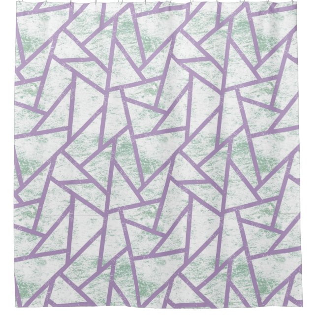 Lavender and pale green mosaic pattern shower curtain (Front)