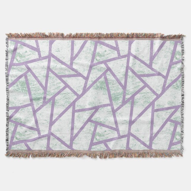 Lavender and pale green mosaic pattern throw blanket (Front)