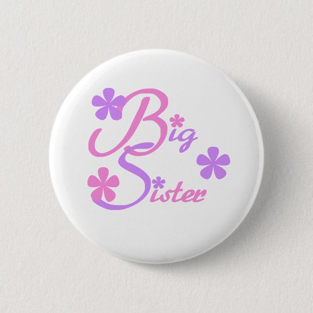Lavender and Pink Big Sister 6 Cm Round Badge (Front)