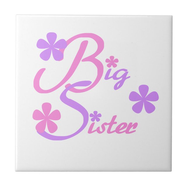Lavender and Pink Big Sister Gifts Ceramic Tile (Front)
