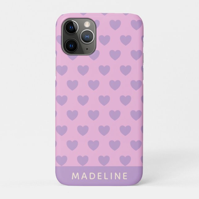 Lavender and Pink Hearts Pattern Personalised Case-Mate iPhone Case (Back)