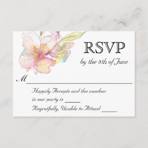 Lavender and Pink Watercolor Floral Wedding RSVP Card