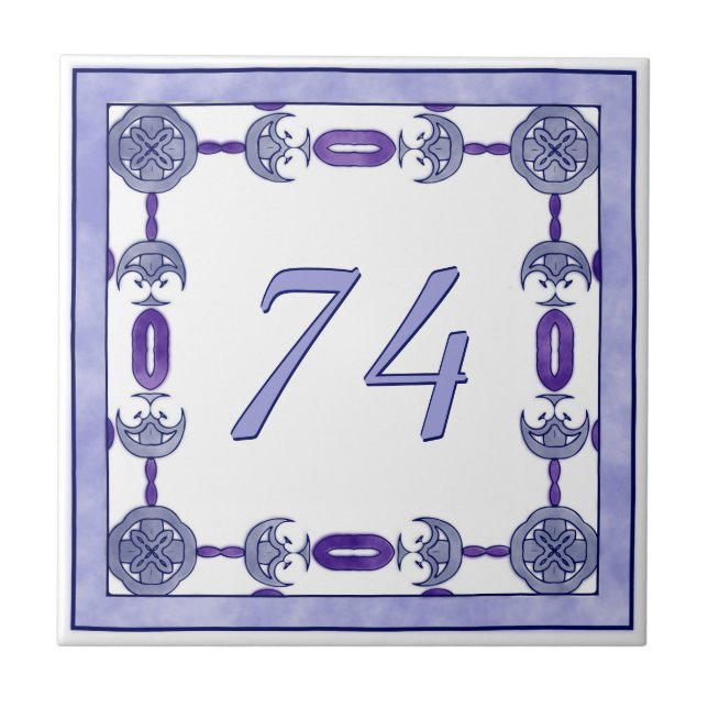 Lavender and Purple Big House Number Ceramic Tile (Front)