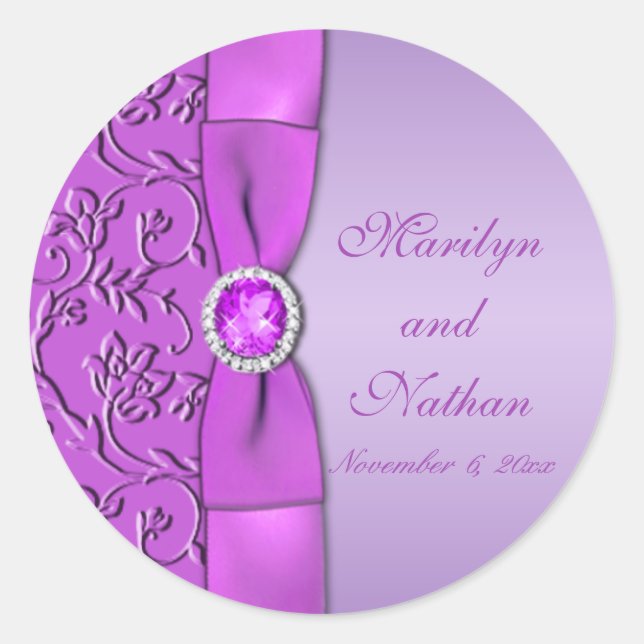 Lavender and Purple Monogrammed 1.5" Round Sticker (Front)