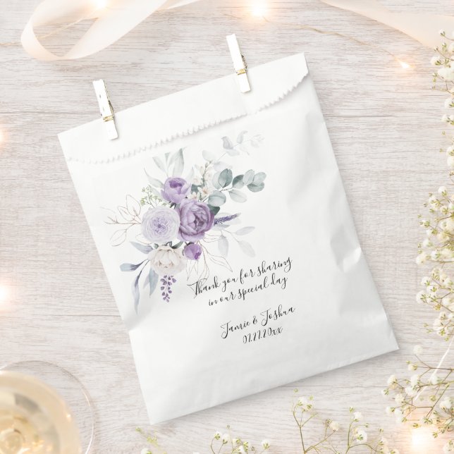 Lavender and Purple Peonies Greenery Favour Bag (Clipped)
