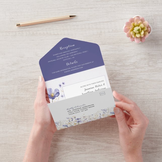 Lavender and Purple Wildflower Wedding Invitation (Video)