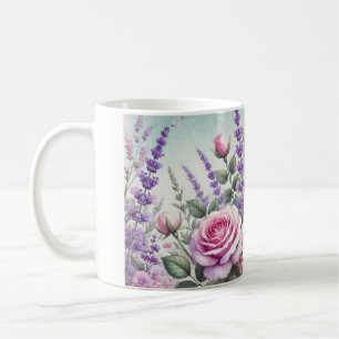 lavender and rose garden mug