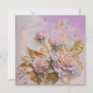 Lavender and Rose gold Sculptured Roses  60th Save The Date