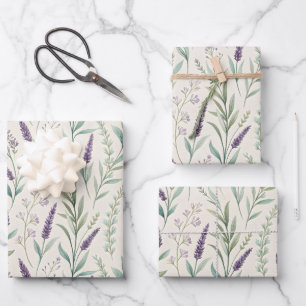 Lavender and Sage Botanical Print All Occasion Wrapping Paper Sheet