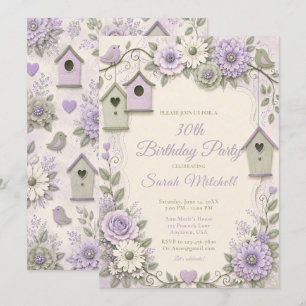 Lavender and Sage Green Birthday Party Invitation