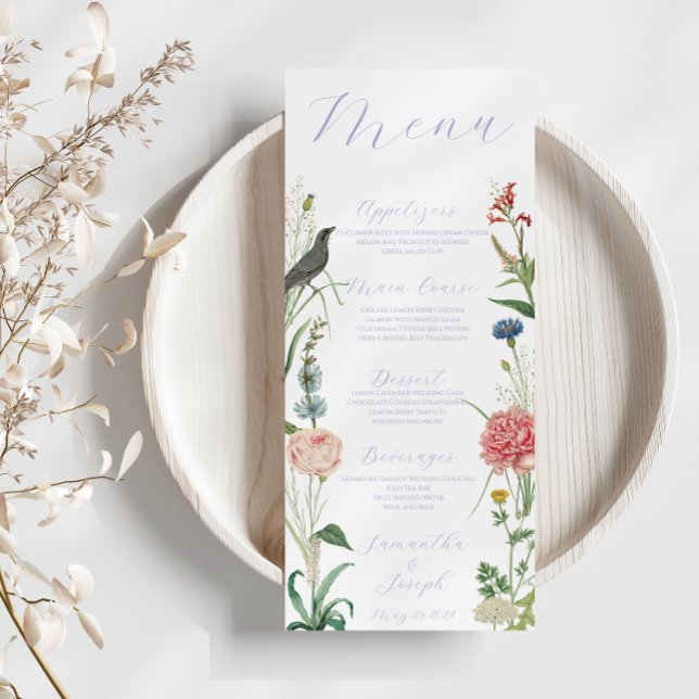 Lavender and Sage Green Outdoor Garden Wedding Menu (Creator Uploaded)