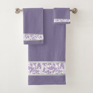 Lavender and Silver Elegance: Abstract Towel Set