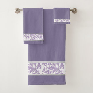 Lavender and Silver Elegance: Abstract Towel Set