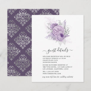 Lavender and Silver Floral Wedding Guest Details Enclosure Card