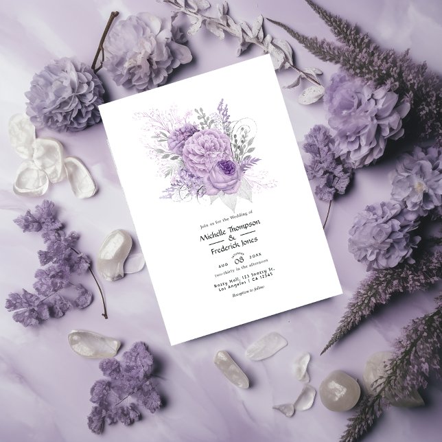 Lavender and Silver Floral Wedding Invitation (Creator Uploaded)