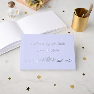 Lavender and Silver Foil Wedding Guest Book