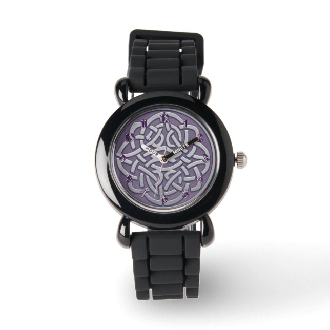 Lavender and Silver Glitter Celtic Knot Watch (Front)