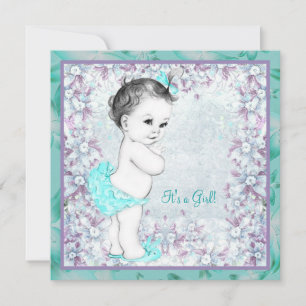 Lavender and Teal Blue Baby Shower Invitation