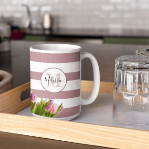 Lavender and Tulip Monogrammed Personalised Coffee Mug