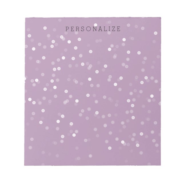 Lavender and White Bokeh Confetti Notepad (Front)