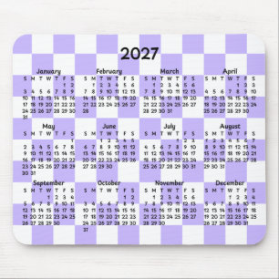 Lavender and White Chequered Whimsical 2027 Calend Mouse Pad