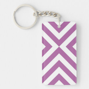 Lavender and White Chevrons Key Ring