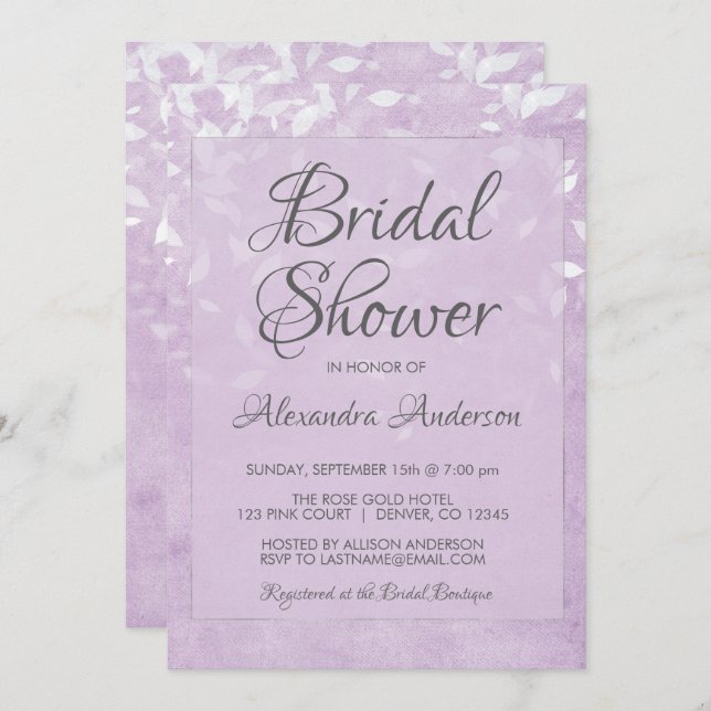 Lavender and White Confetti Bridal Shower Invitation (Front/Back)