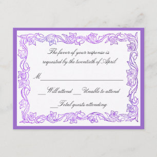 Lavender and white damask RSVP Card