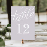 Lavender and White Elegant Script Table Numbers<br><div class="desc">Simple and chic elegant table number cards with a calligraphy style script font. Customise each card with your table numbers to suit any size wedding or party. Click Customise It to change the number font and colour or change the background colour to create your own unique one of a kind...</div>