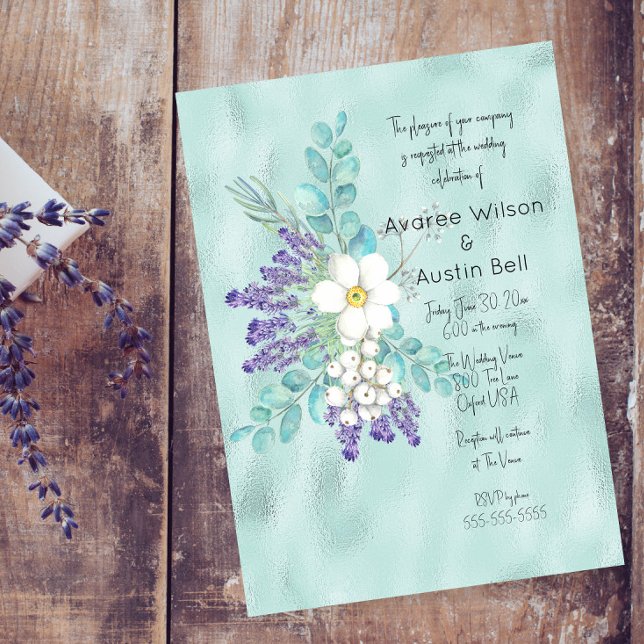 Lavender and White Flowers On Turquoise Foil (Creator Uploaded)