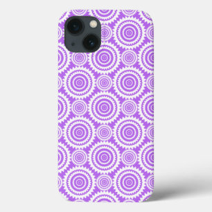 Lavender and White Geometric Circles Pattern iPhone 13 Case