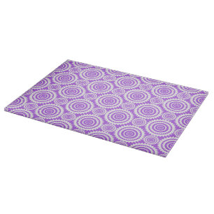 Lavender and White Geometric Circles Pattern Cutting Board