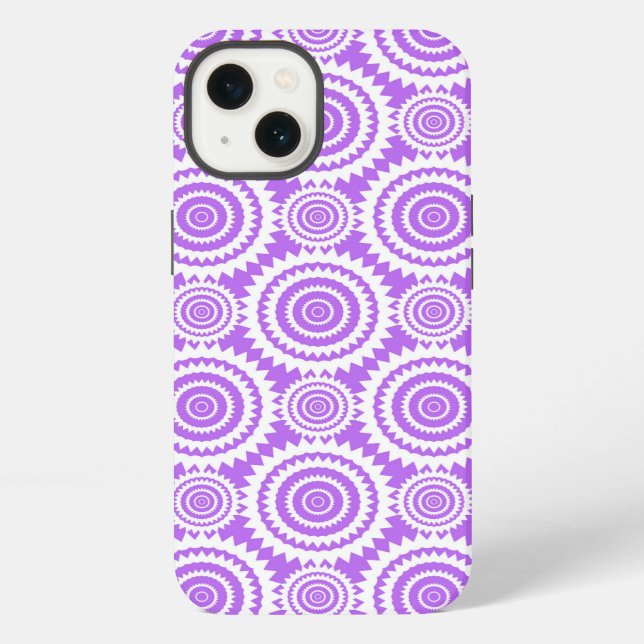 Lavender and White Geometric Circles Pattern iPhone Case (Back)