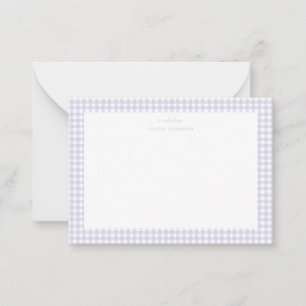 Lavender and white gingham Girl note card 