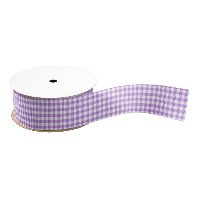 Lavender and White Gingham Grosgrain Ribbon (Spool)