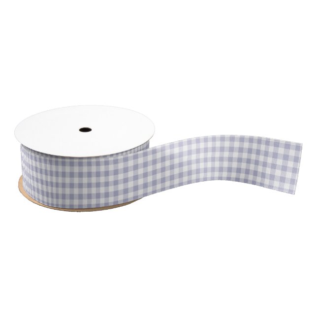 Lavender and White Gingham Pattern Ribbon Grosgrain Ribbon (Spool)