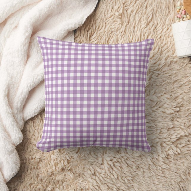 Lavender and White Gingham Plaid Pattern  Cushion (Blanket)
