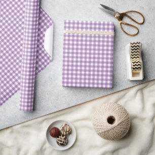 Lavender and White Gingham Wrapping Paper