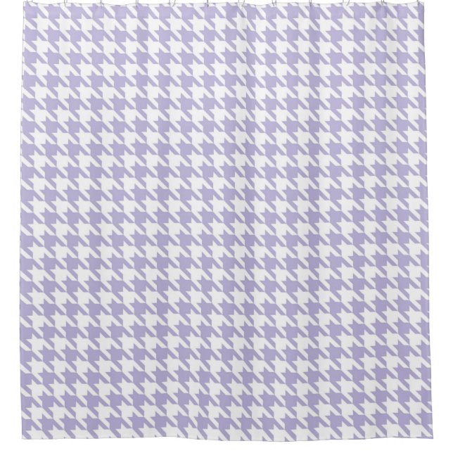 Lavender and White Houndstooth Pattern Shower Curtain (Front)