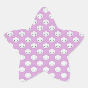 Lavender and White Kitty Faces Pattern Polka Dots Star Sticker