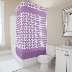 Lavender and white Modern Sharp Waves Shower Curtain