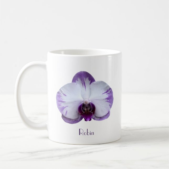Lavender and White Orchid Coffee Mug (Left)