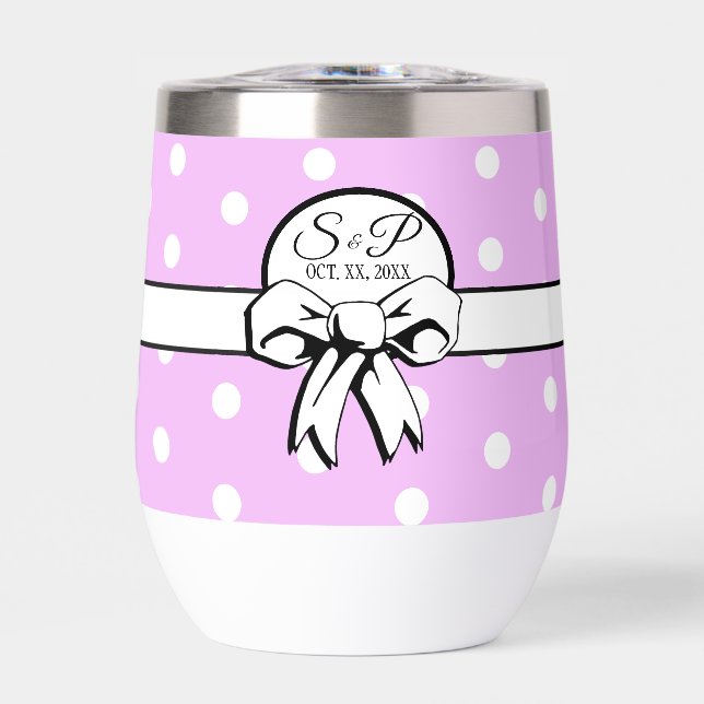 Lavender and White Polka Dot White Bow Personalise (Front)