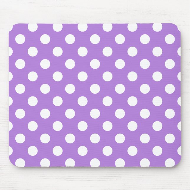 Lavender and White Polka Dots Mouse Pad (Front)