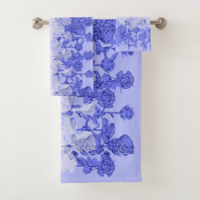 Lavender and White Roses Bath Towel Set (Insitu)