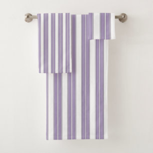 Lavender and White Striped Bath Towel Set