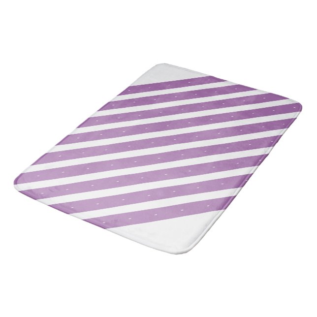 Lavender and white stripes bath mat (Angled)