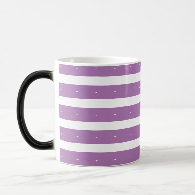 Lavender and white stripes magic mug (Left)